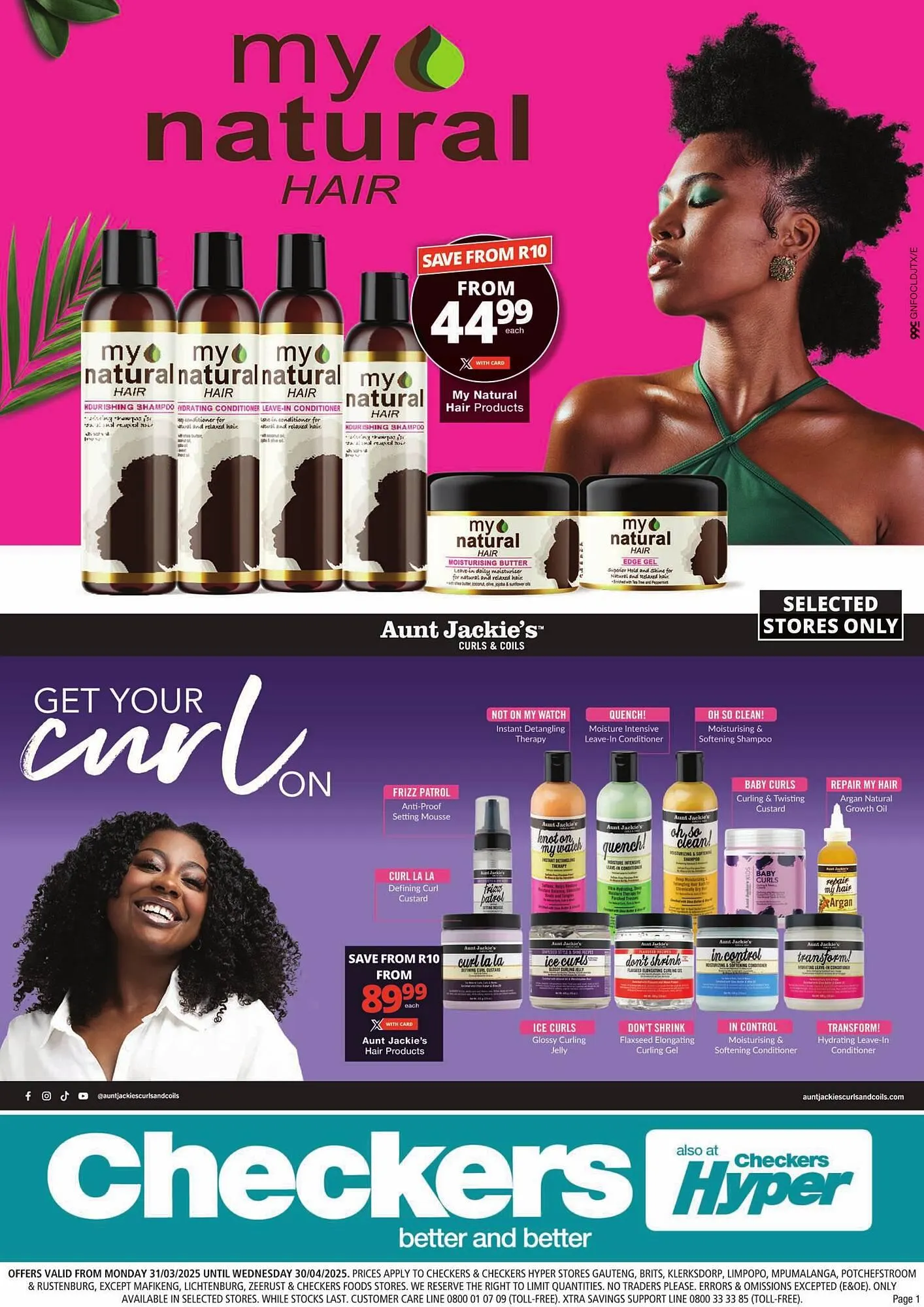 Checkers catalogue from 31 March to 30 April 2025 - Catalogue Page 1