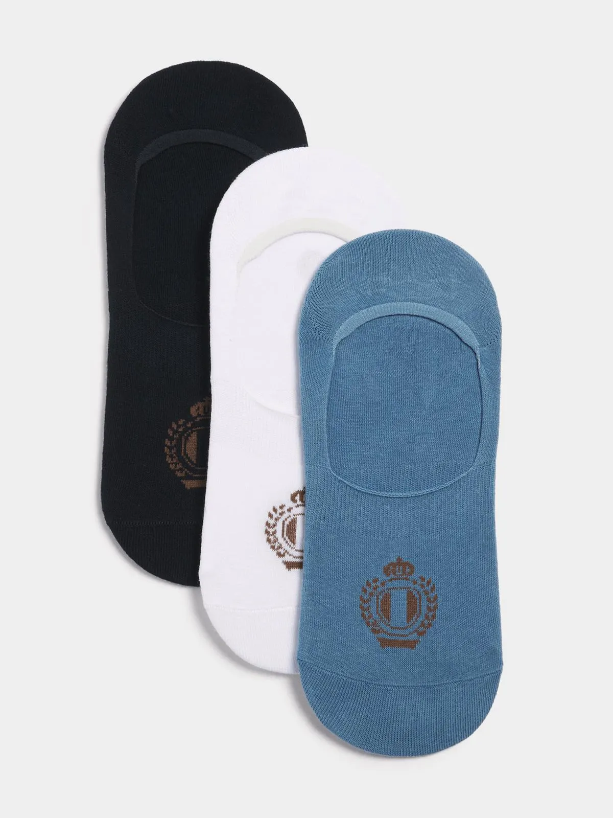 Fabiani Men's Black/White/Blue Crest Invisible Socks