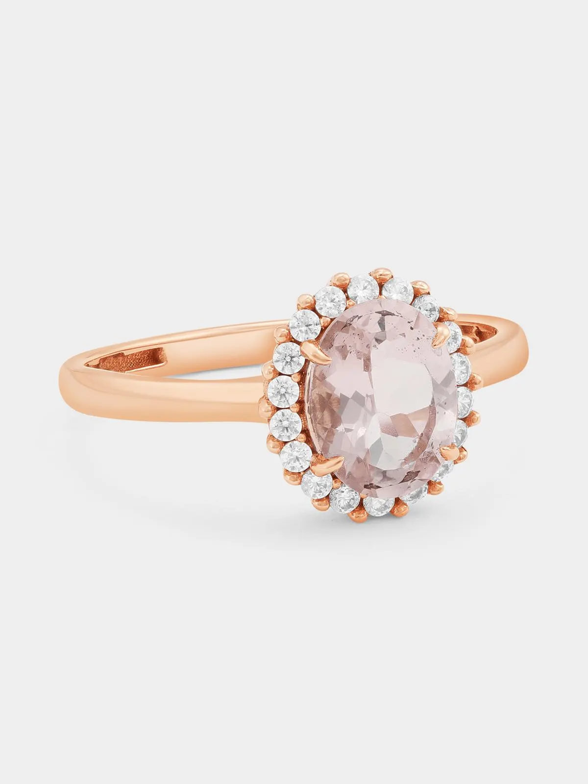 Rose Gold Lab Grown Diamond & Pink Morganite Oval Halo Ring