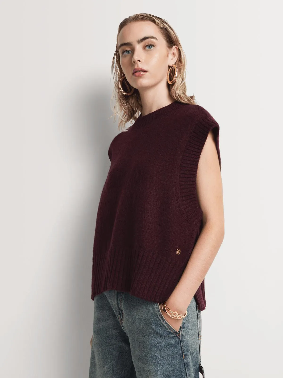 Crew Neck Dropped Shoulder Vest