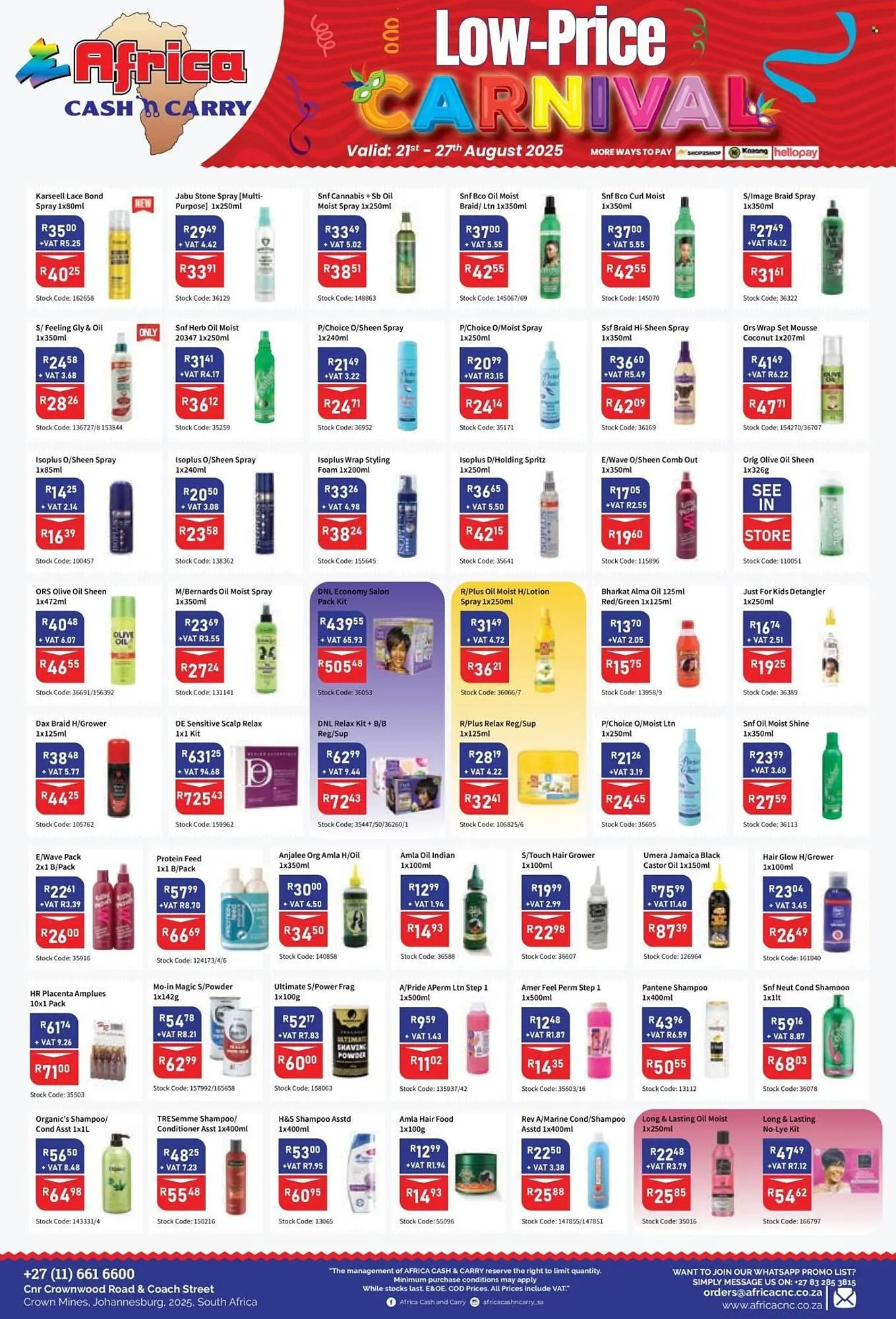 Africa Cash and Carry catalogue from 21 August to 27 August 2025 - Catalogue Page 1