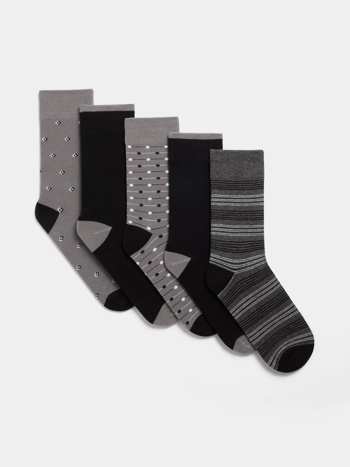 Exact Men's Black & Grey 5-Pack Anklet Socks