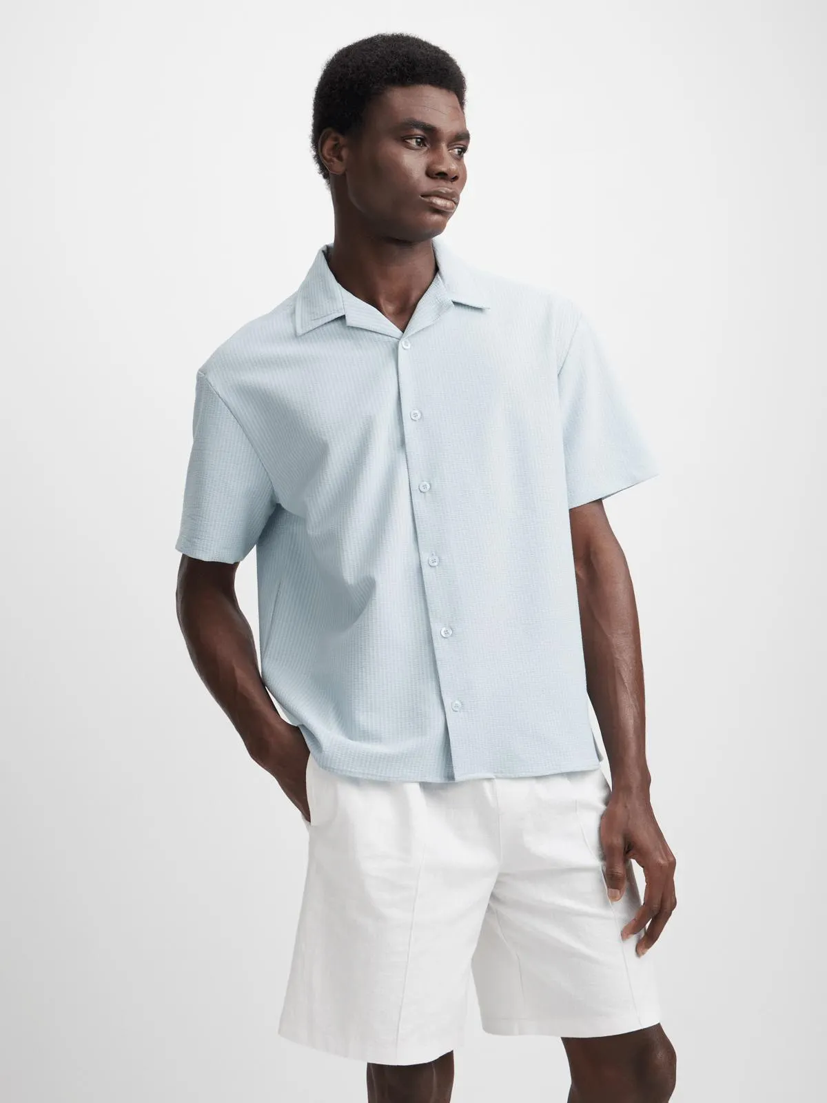 Jet Men's Blue Seersucker Shirt