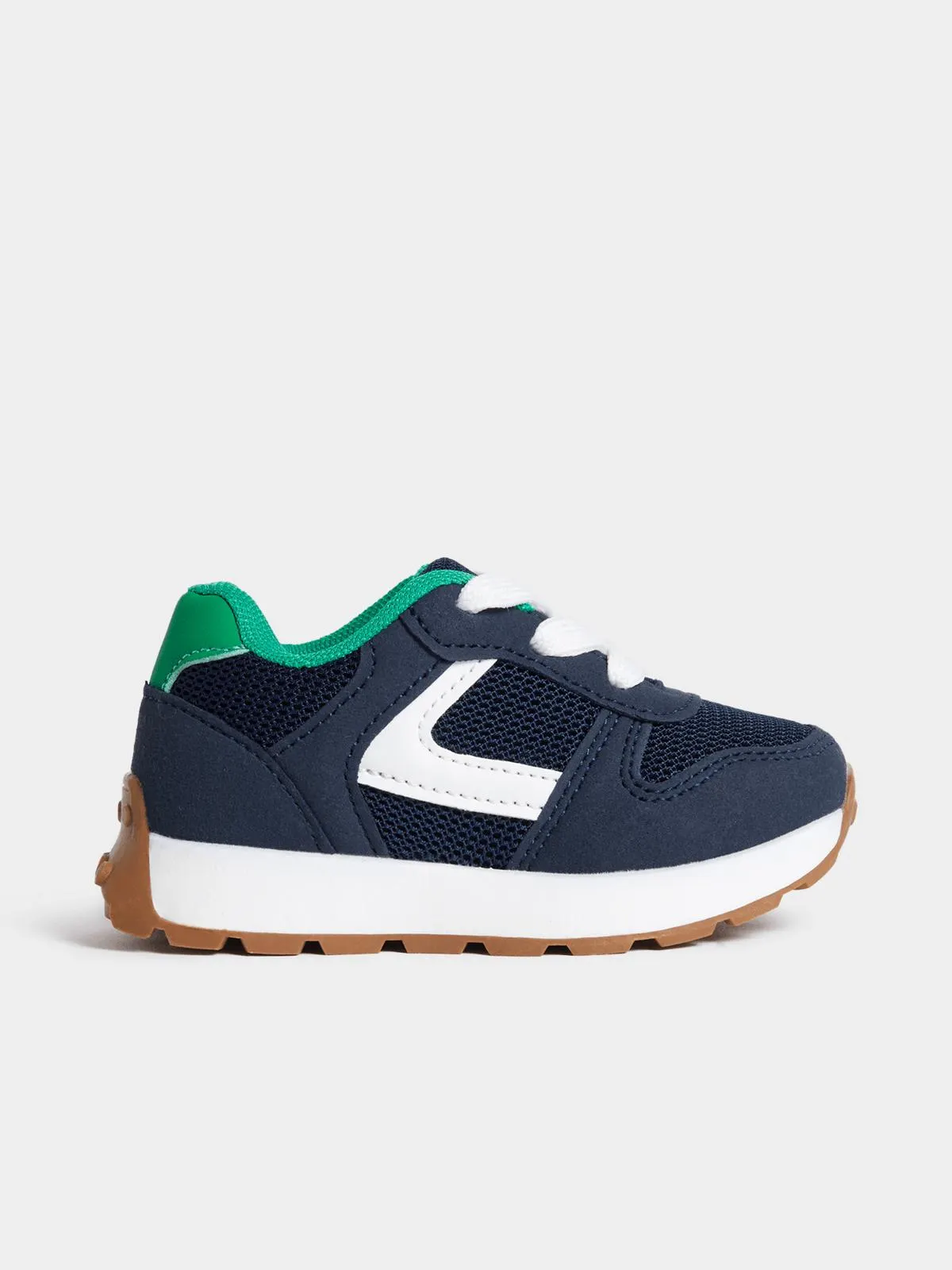Jet Younger Boys Navy/Green Retro Sneaker