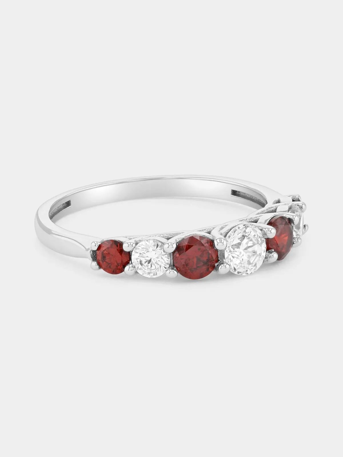White Gold Red & White Cubic Zirconia Eternity Ring