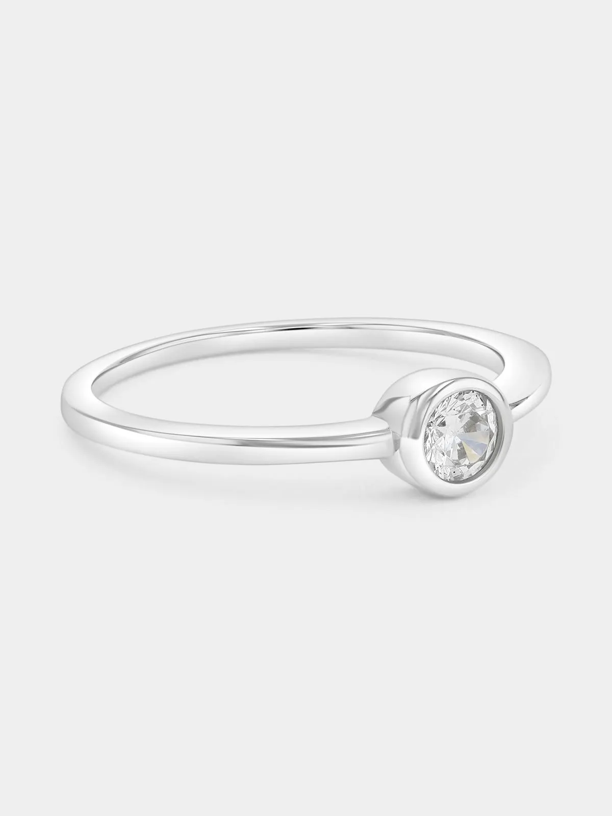 Sterling Silver Cubic Zirconia Round Solitaire Bezel Ring