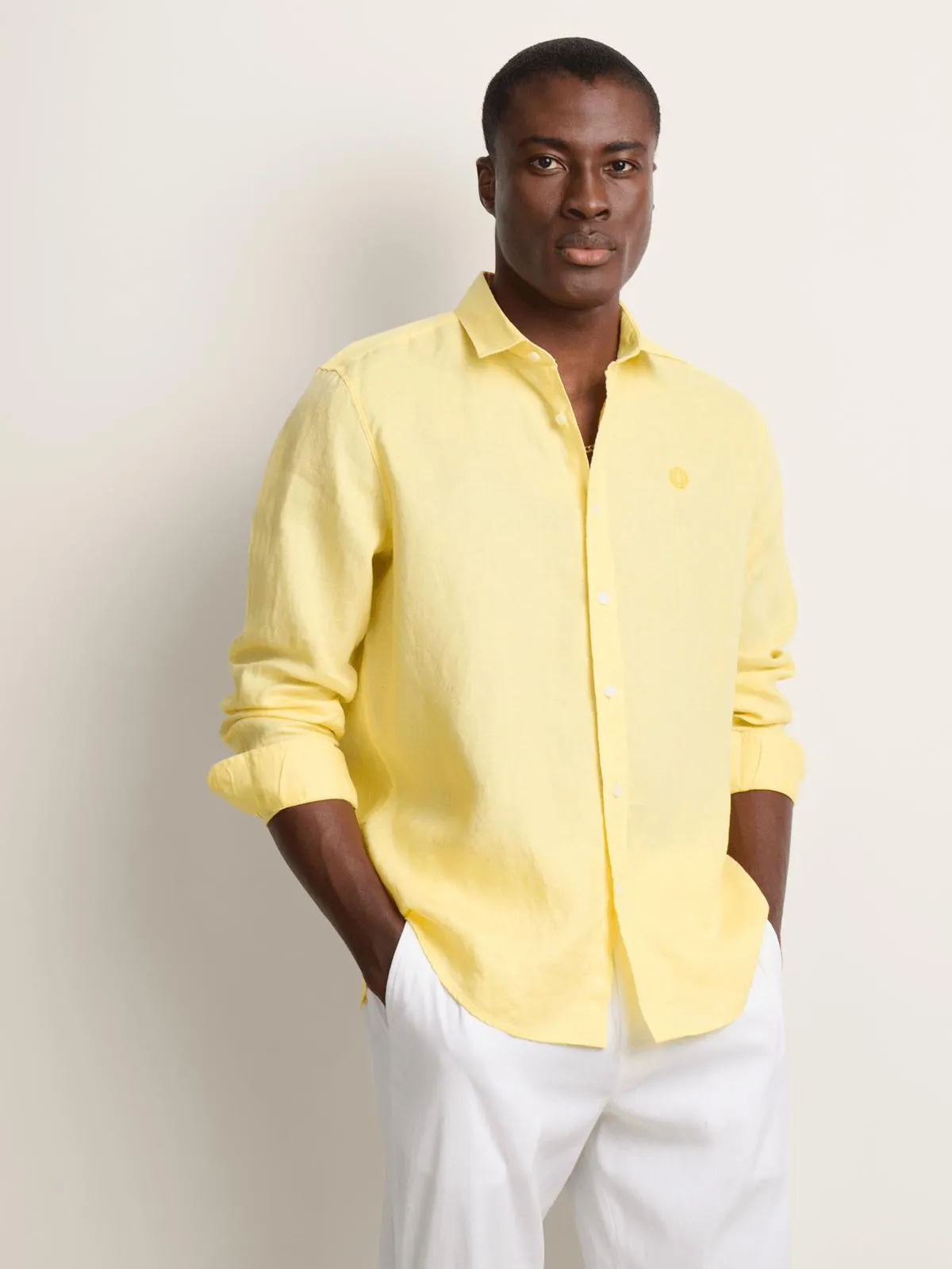 Fabiani Men's Yellow Linen Shirt