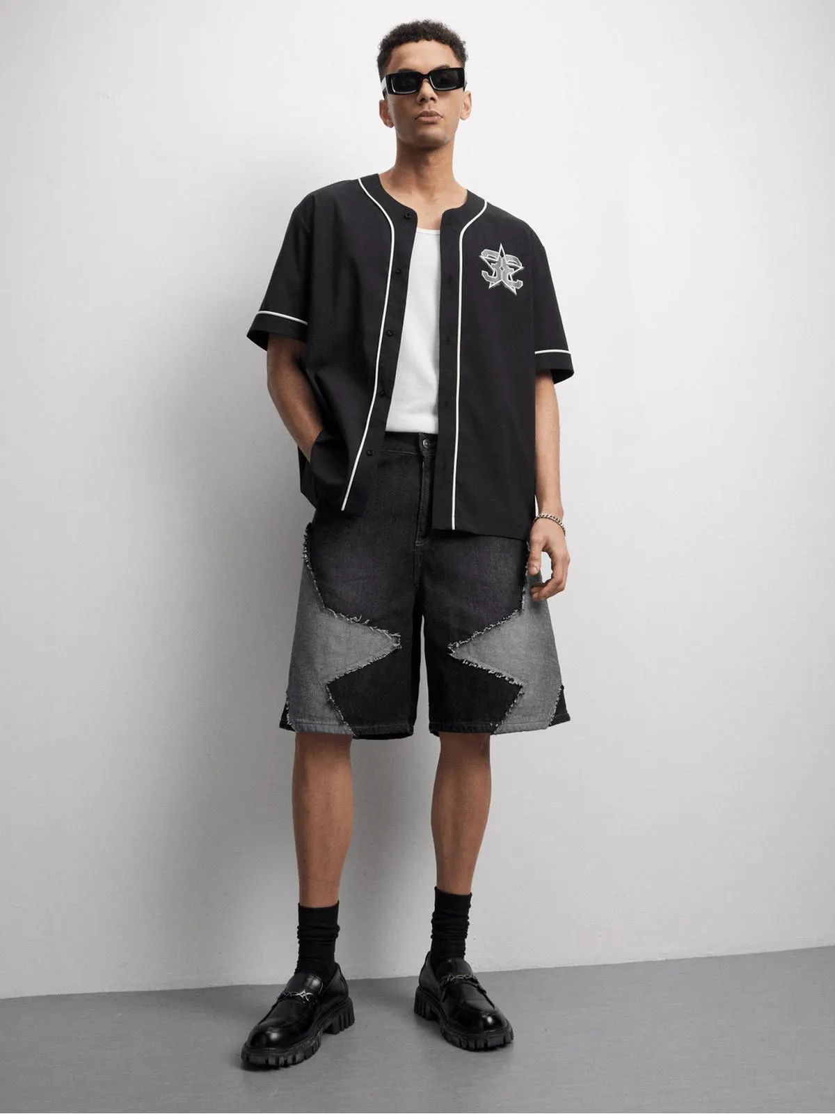 The FIX Men's Charcoal Bermuda Denim Shorts