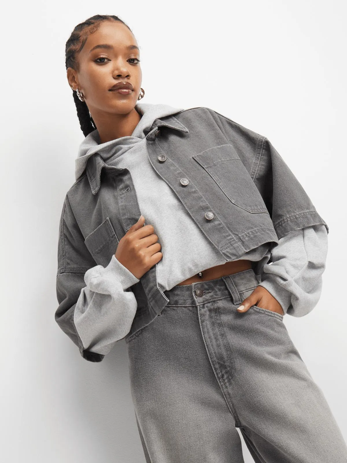 The FIX Women's Grey Oversized Denim Shirt