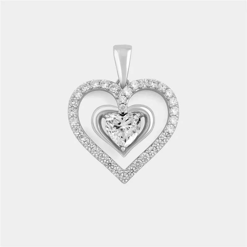 Sterling Silver Cubic Zirconia Triple Heart Pendant Off Chain