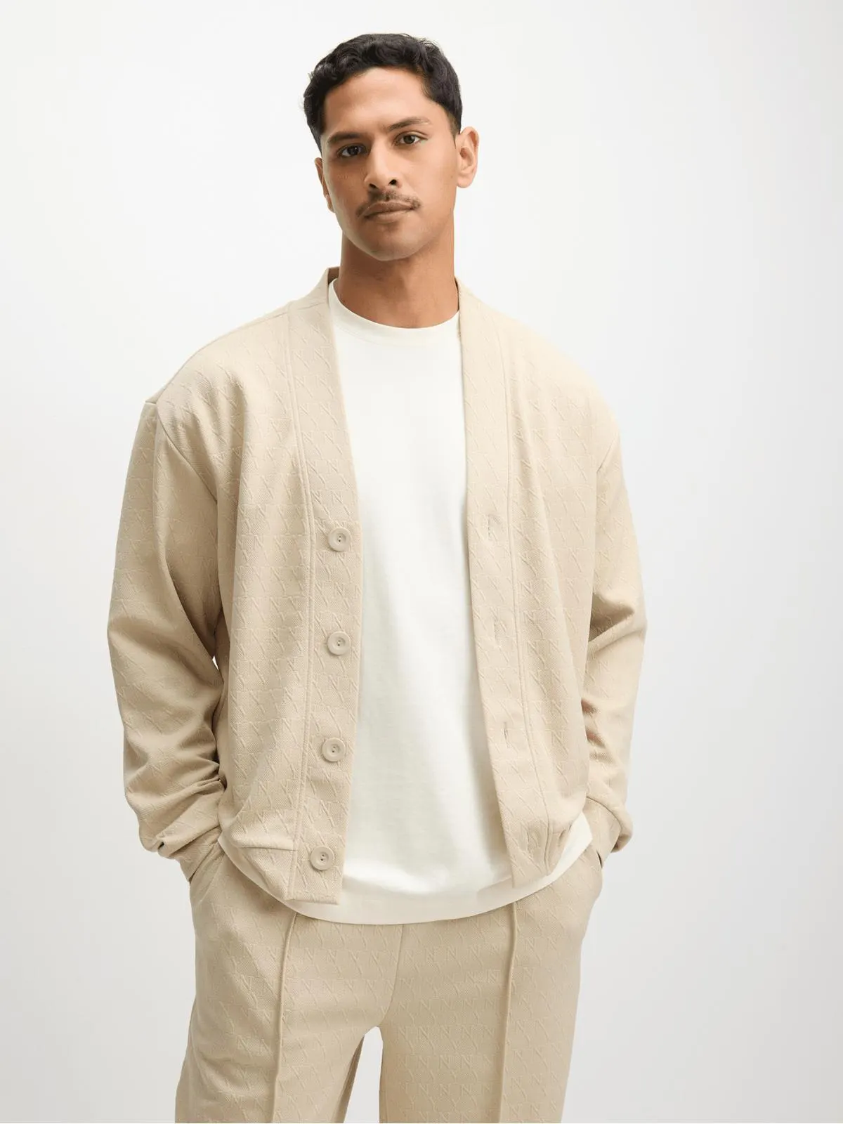 Jet Men's Stone Jacquard Embossed Cardigan