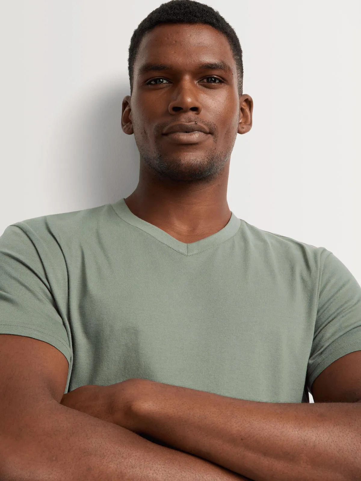 Markham Men's V-Neck Lightweight Basic Sage T-Shirt