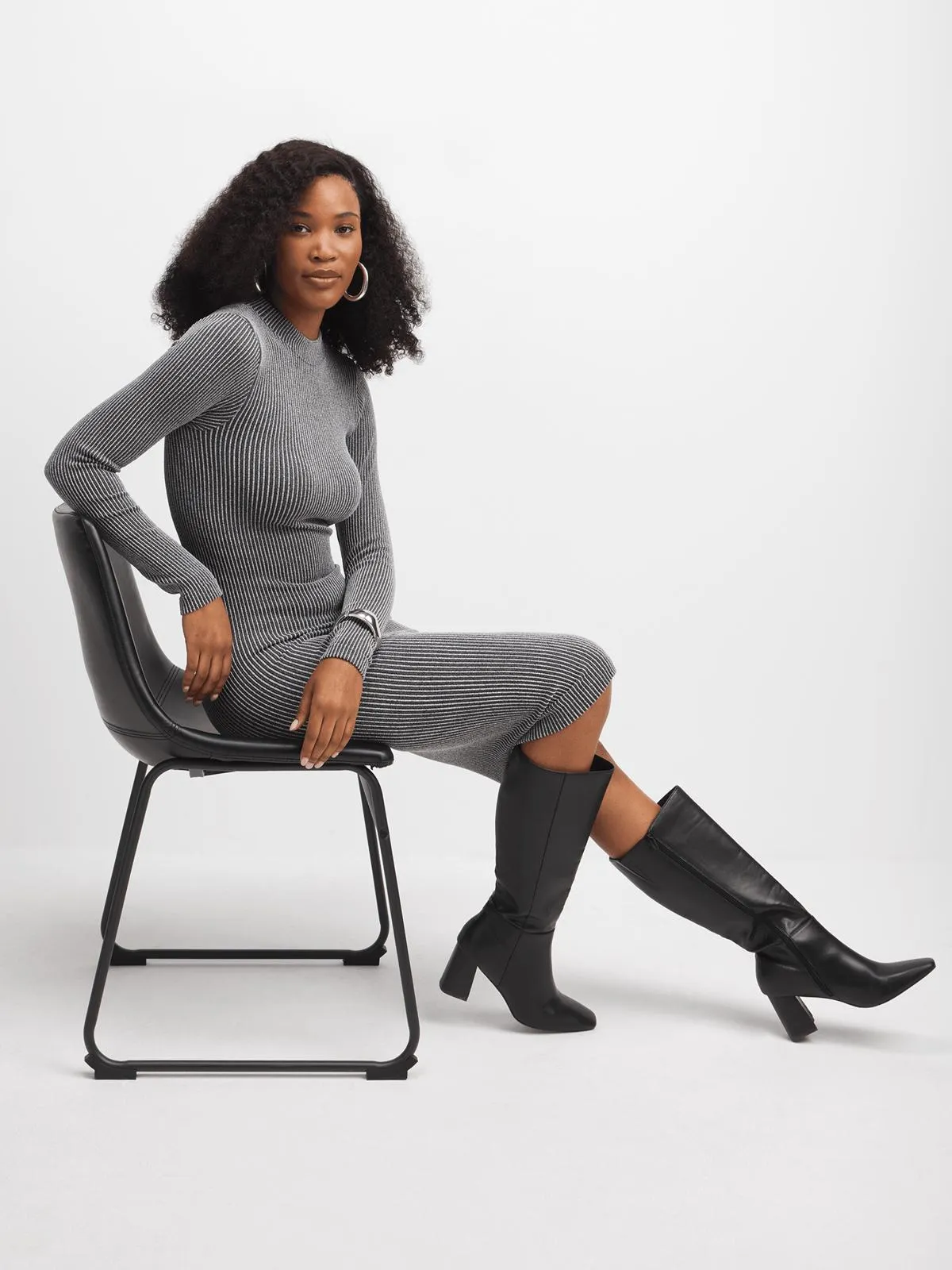 Jet Women's Grey/Black Textured Seamless Dress