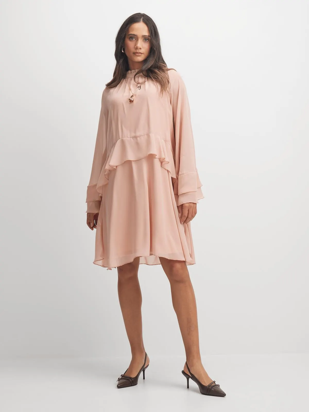 Exact Women's Dusty Pink Frill Dress