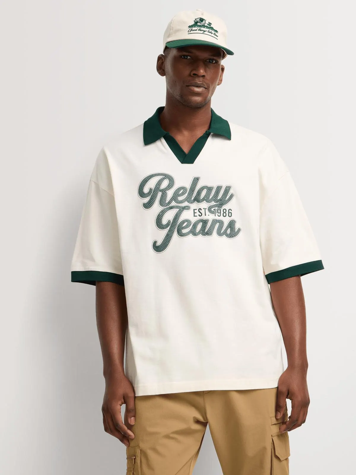 Relay Jeans Men's Extreme Boxy Contrast Revere Milk Golfer