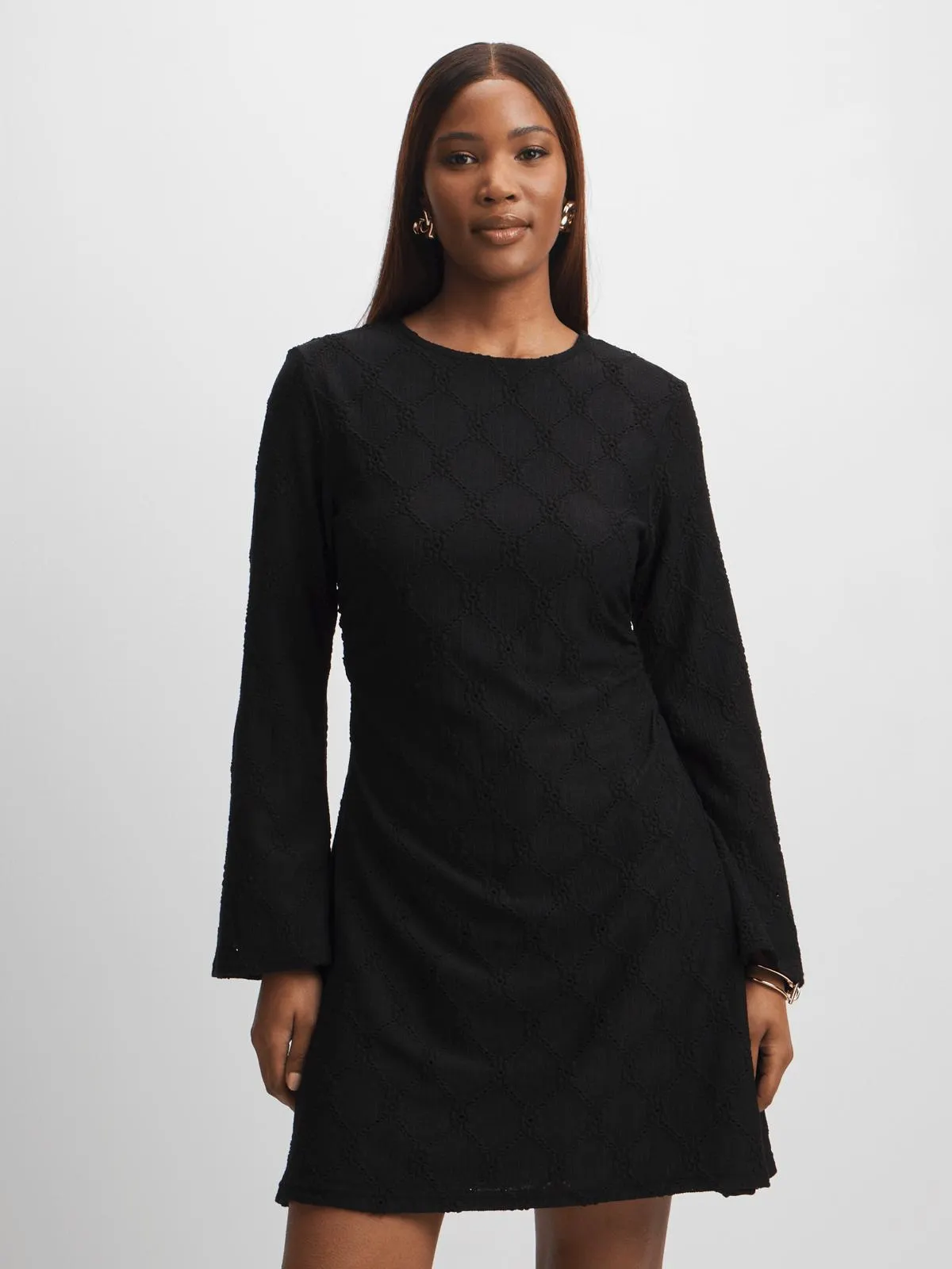 Exact Women's Black Textured Mini Dress