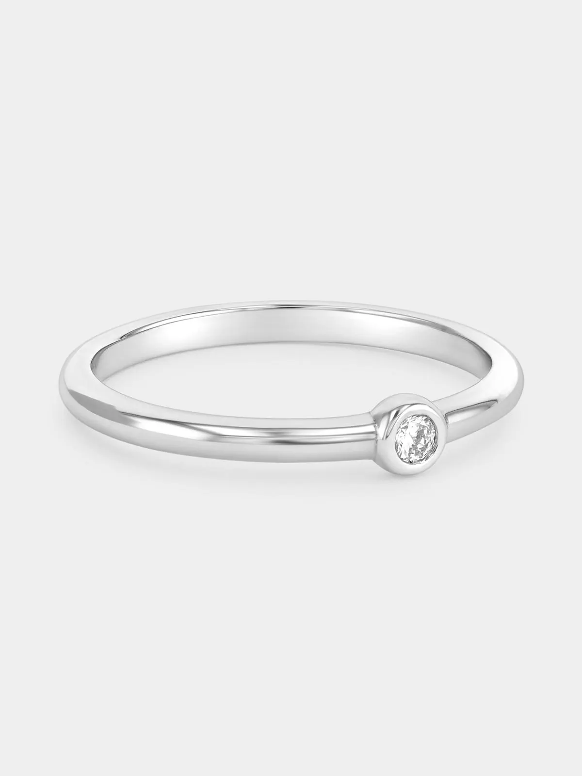 Sterling Silver Lab Grown Diamond Round Solitaire Bezel Ring