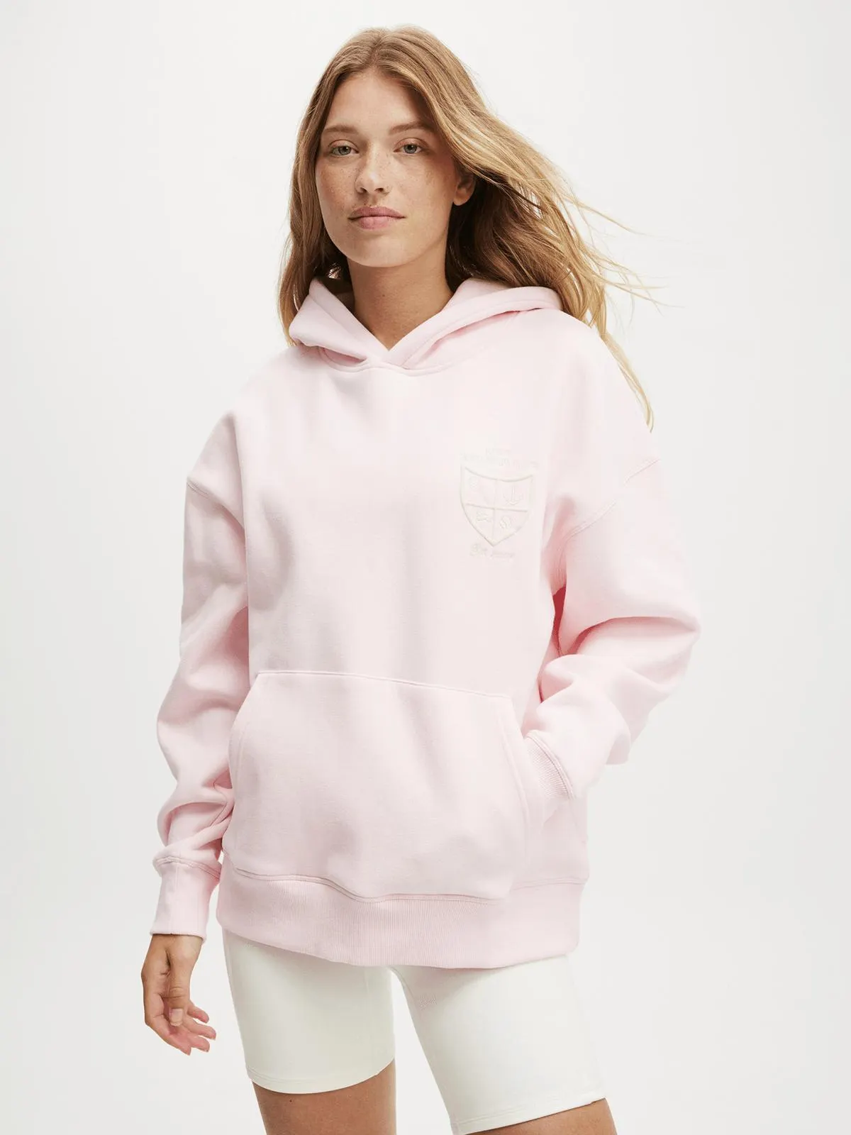 Women's Cotton On Pink Active Plush Premium Graphic Hoodie