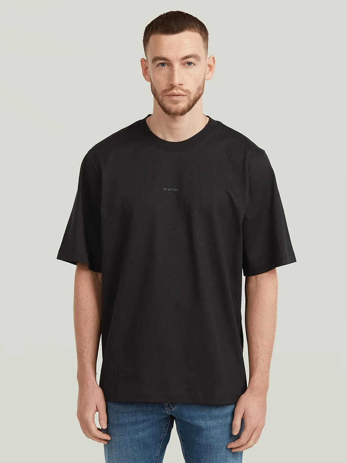 G-Star Men's Center Chest Logo Loose Black Boxy T-Shirt