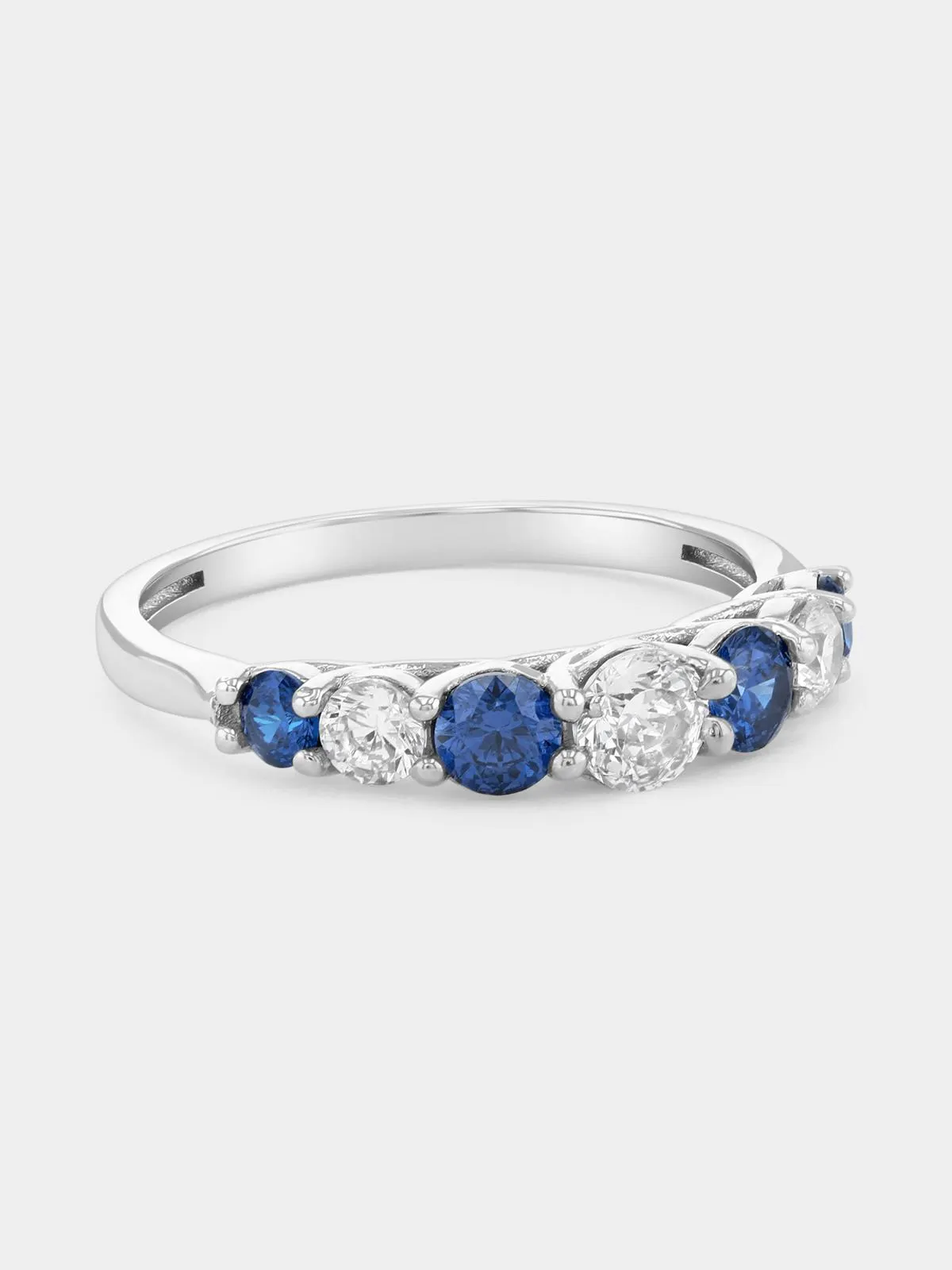 White Gold Blue & White Cubic Zirconia Eternity Ring