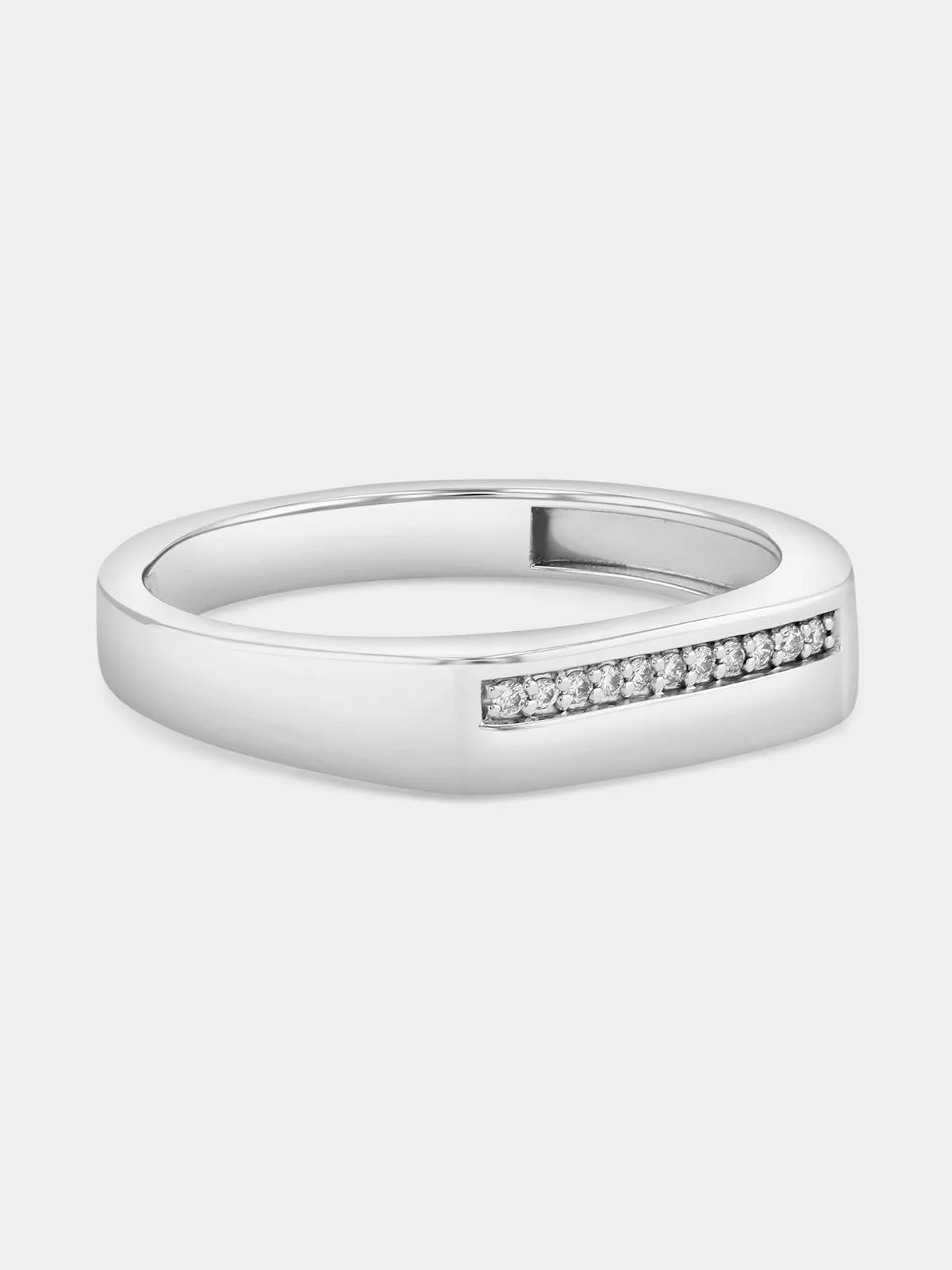 Sterling Silver Lab Grown Diamond Pavé Horizontal Bar Ring