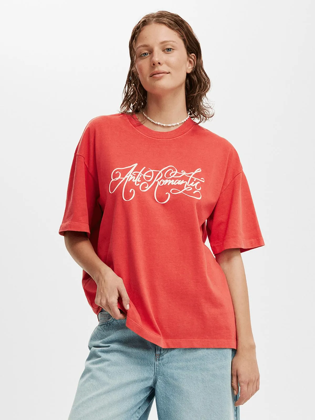 Women's Cotton On Red The Premium Boxy Graphic T-shirt