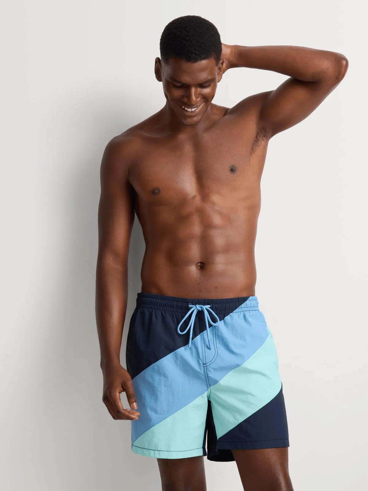 Markham Men's 3 Tone Colourblock Blue Swim Short