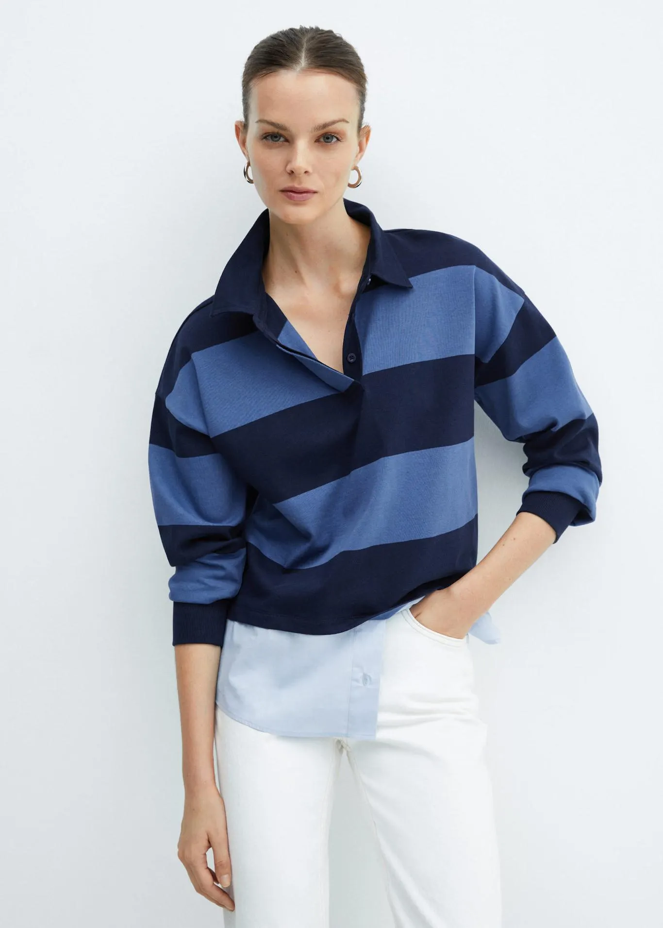 Striped combined polo shirt