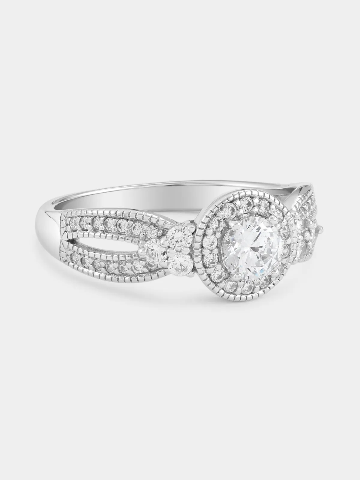 Cheté Sterling Silver Cubic Zirconia Round Halo Ring