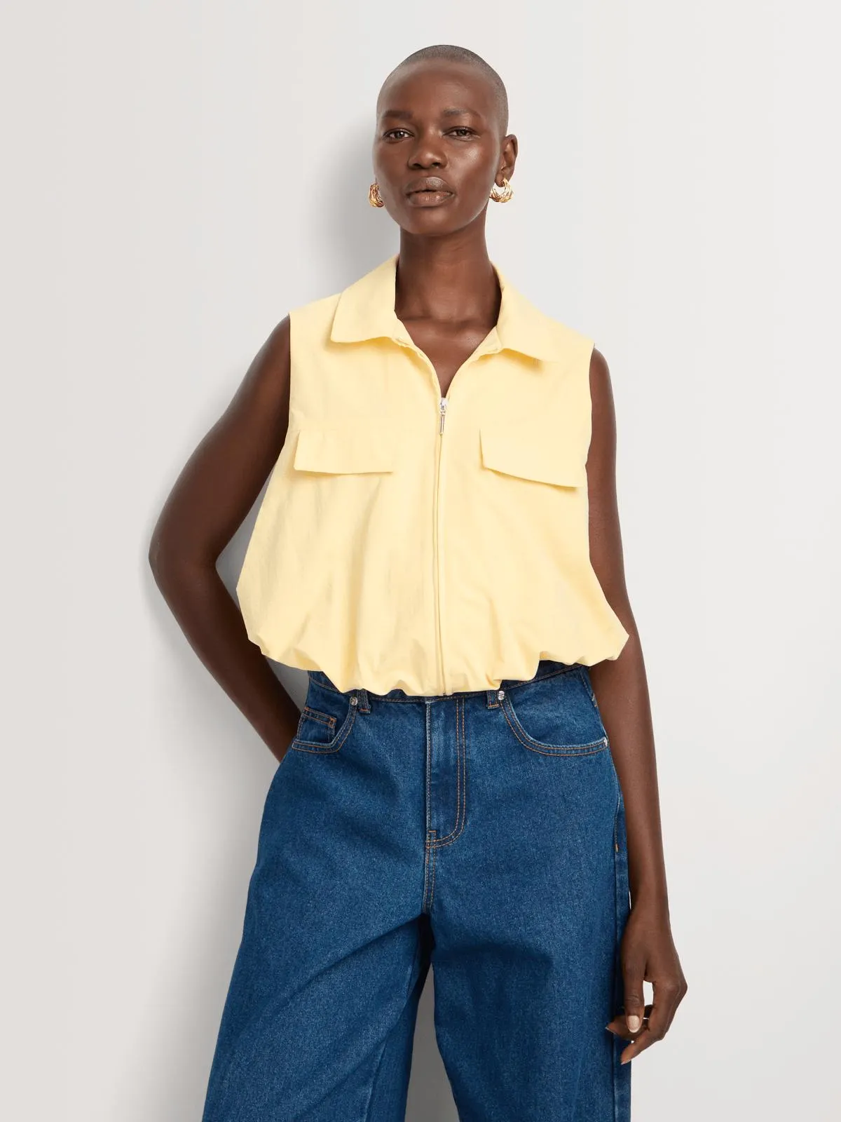 Bubble Hem Crop Gilet