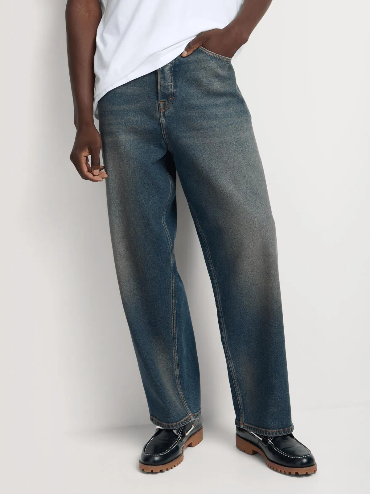 Relay Jeans Men's Loose Fit Dark Wash Blue Denim