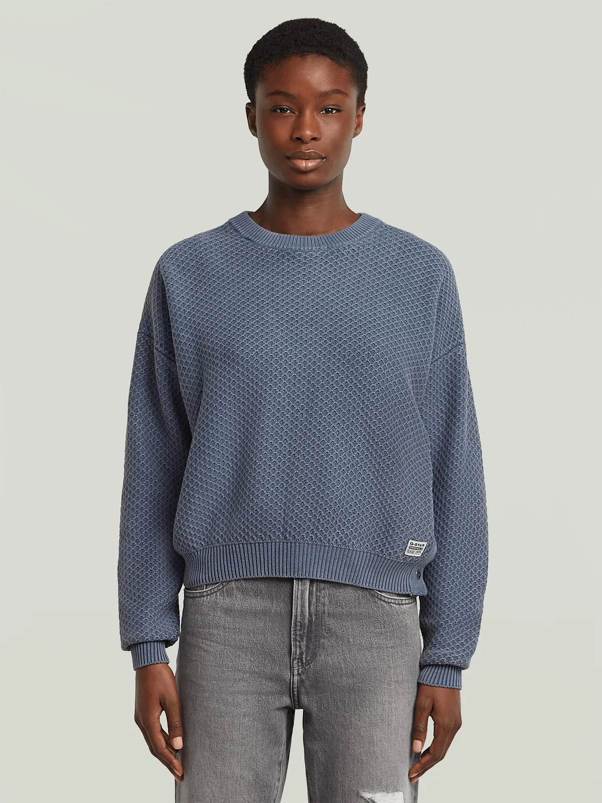 G-Star Women's Overdyed Structure Blue Knitted Sweater