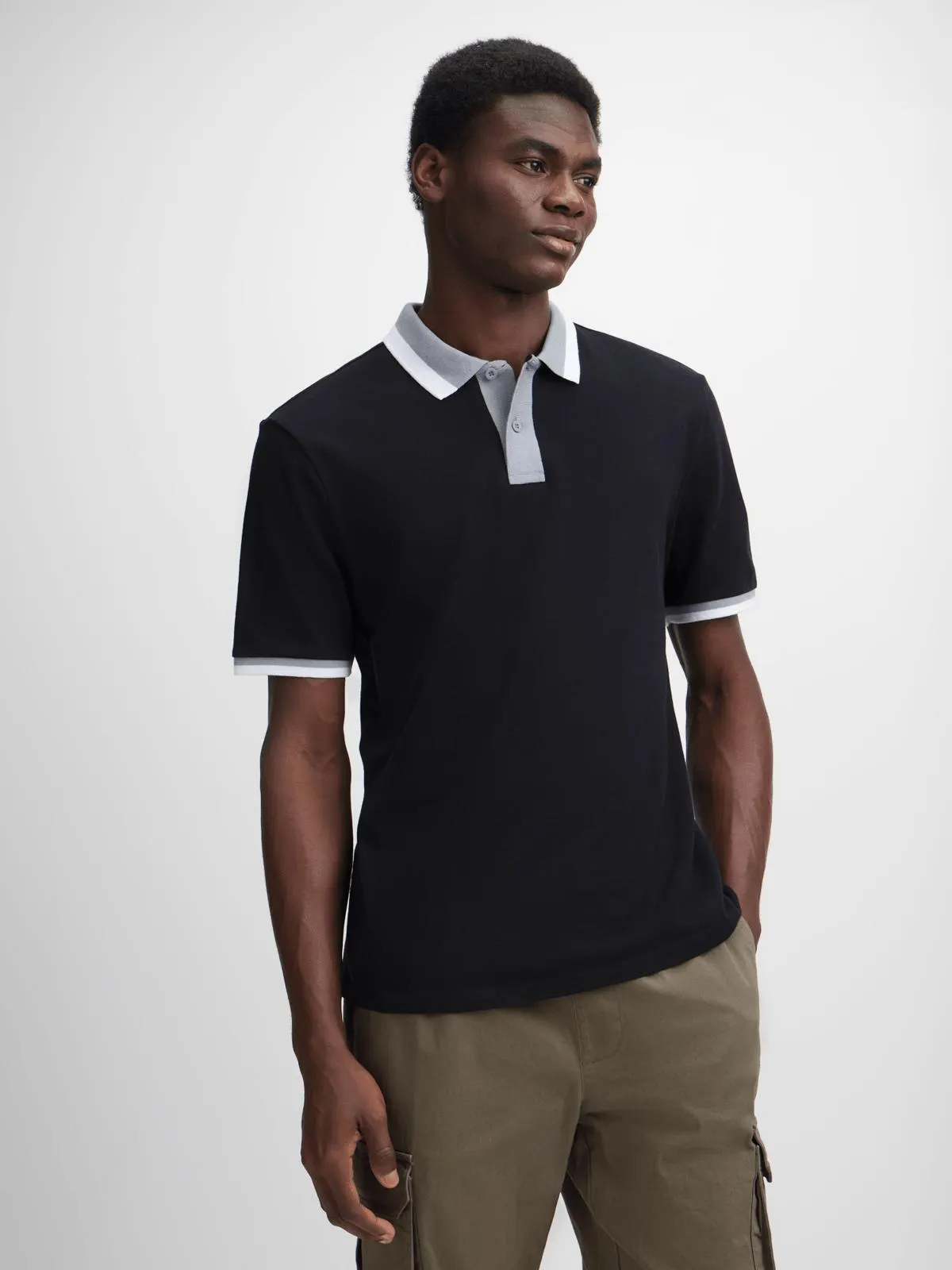 Jet Men's Black Tipped Polo Golfer