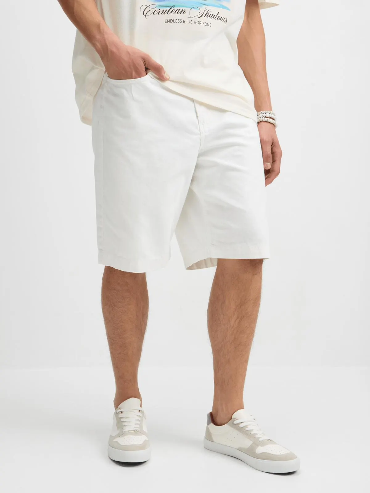 Jet Men’s White Fashion Bermuda Shorts