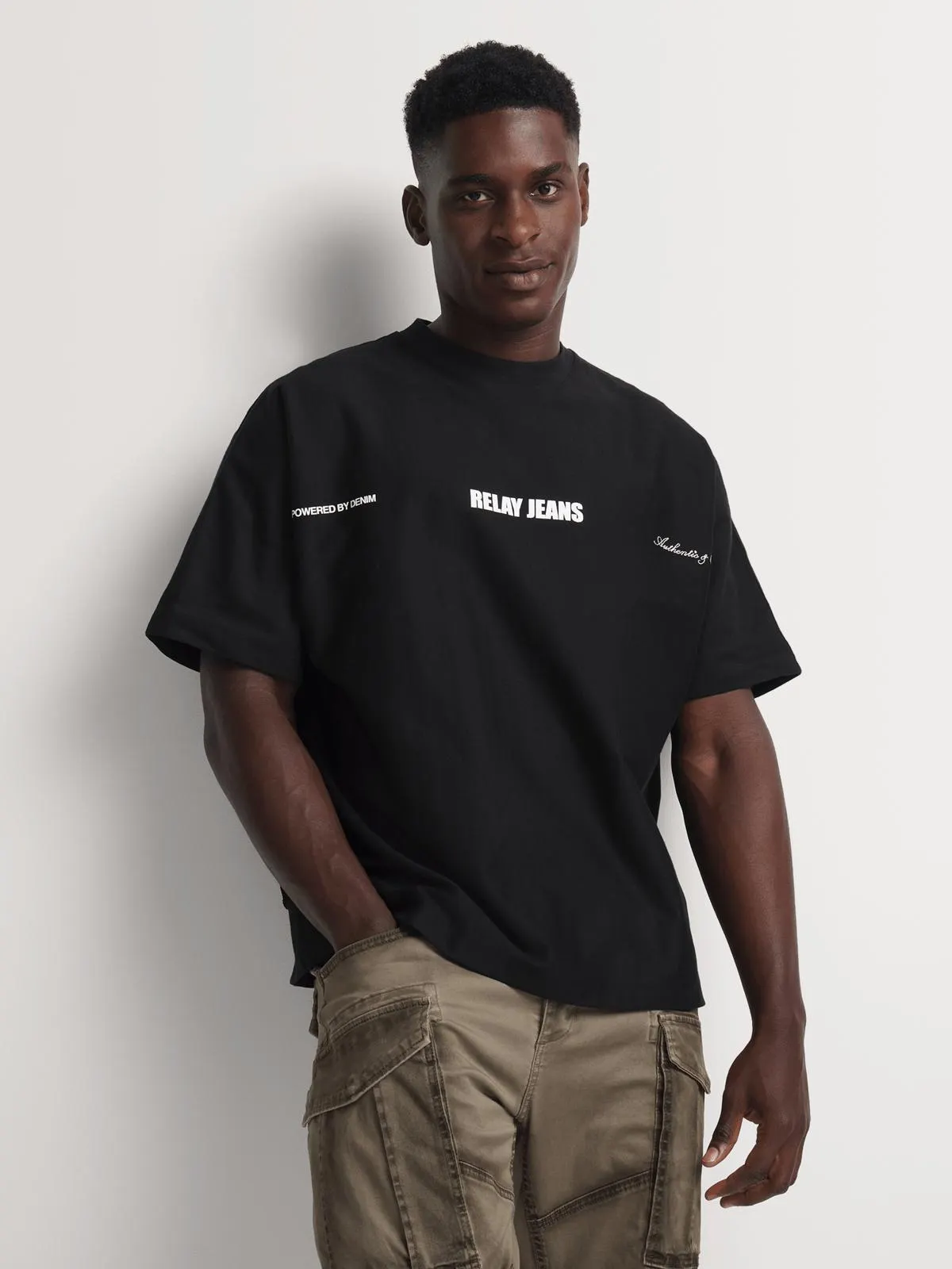 Relay Jeans Men's Batwing Bold Black Graphic T-Shirt