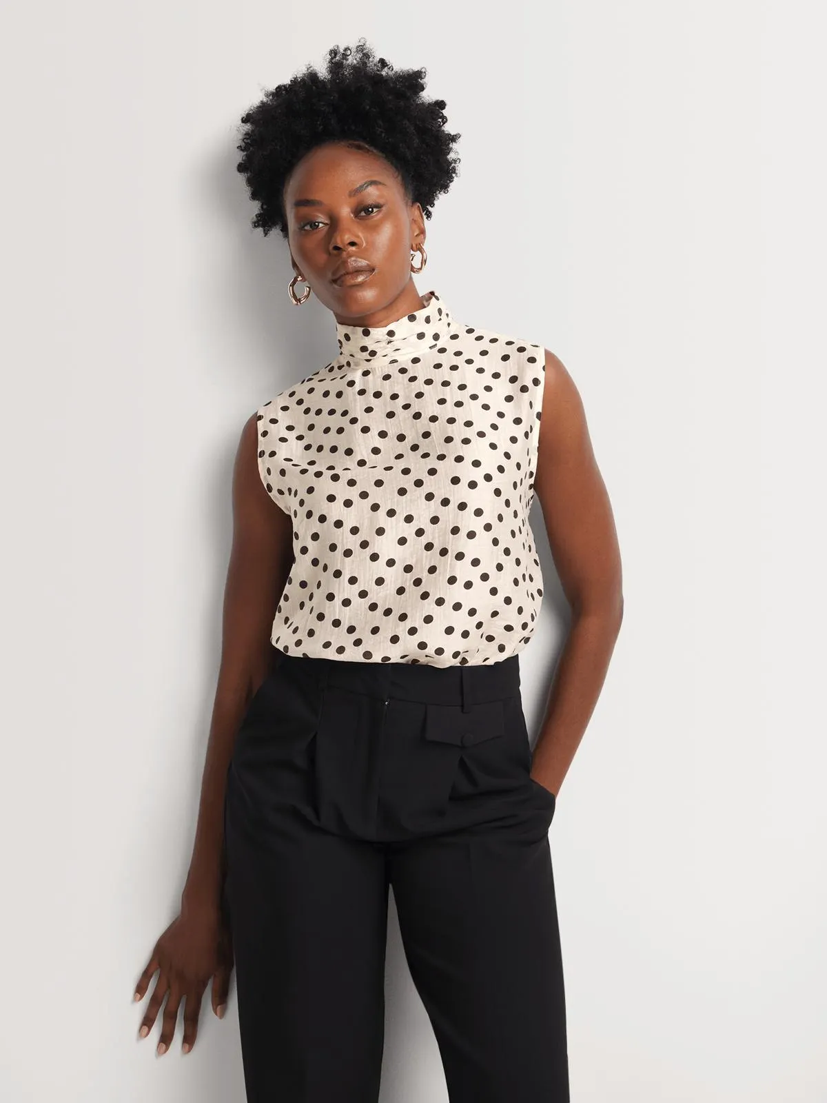 Sleeveless High Neck Blouse