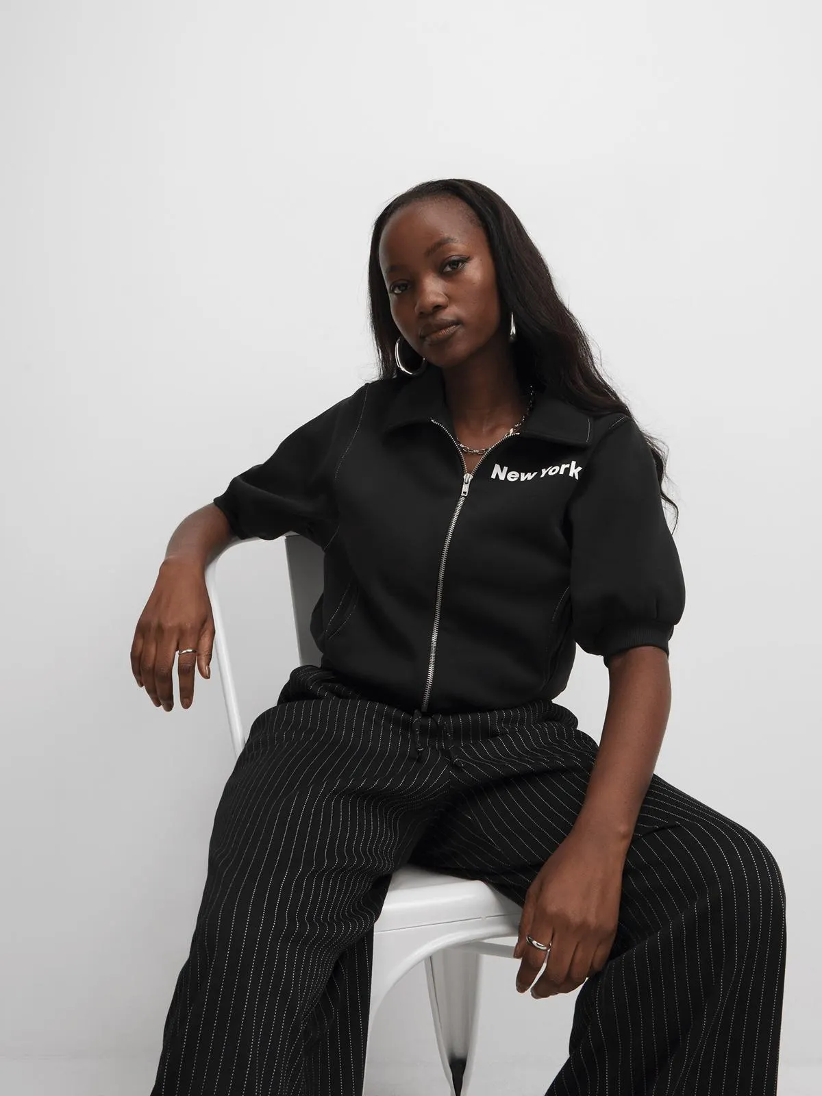 The FIX Women's Black Zip Through Top