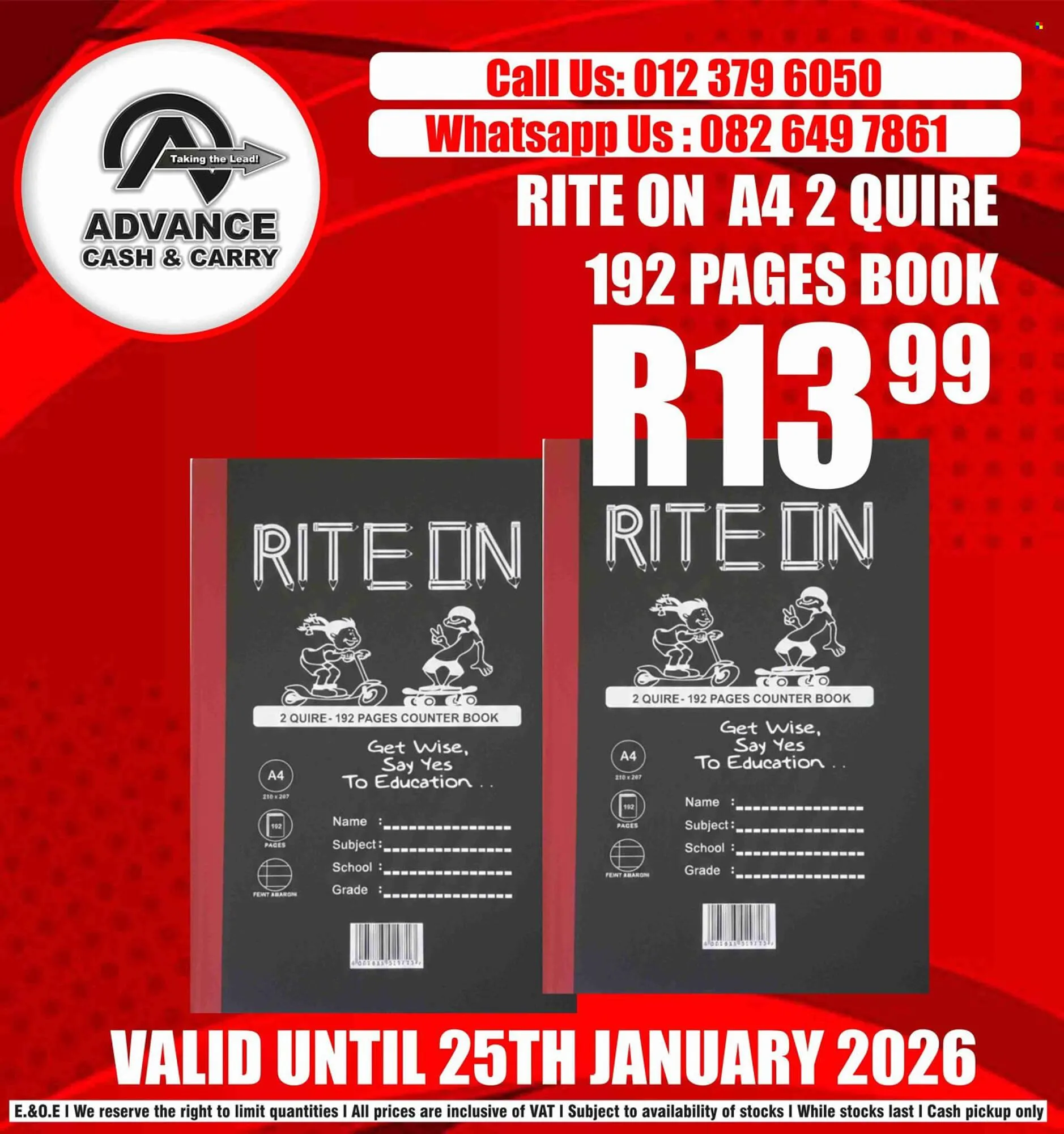 Advance Cash n Carry catalogue from 16 January to 25 January 2026 - Catalogue Page 1