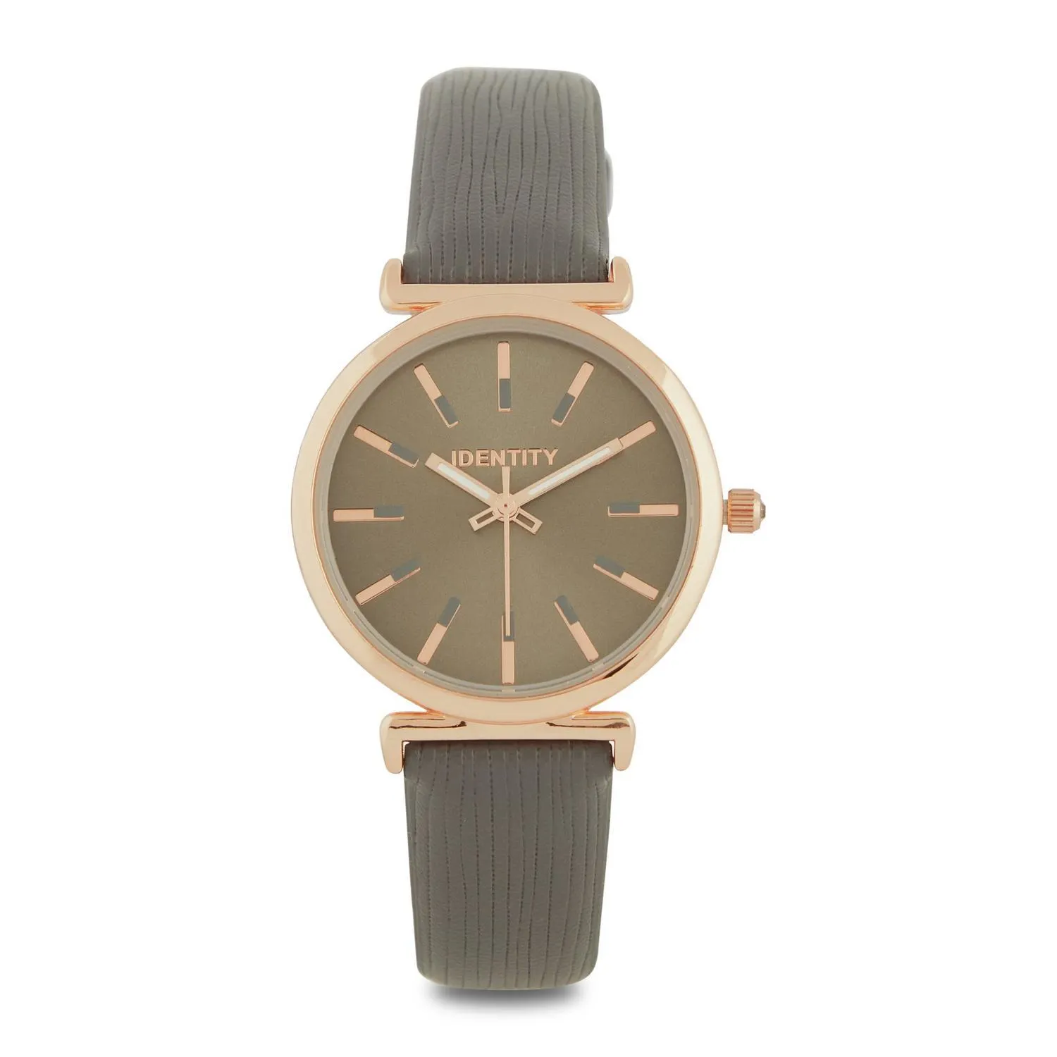 Grey Pu Strap Watch