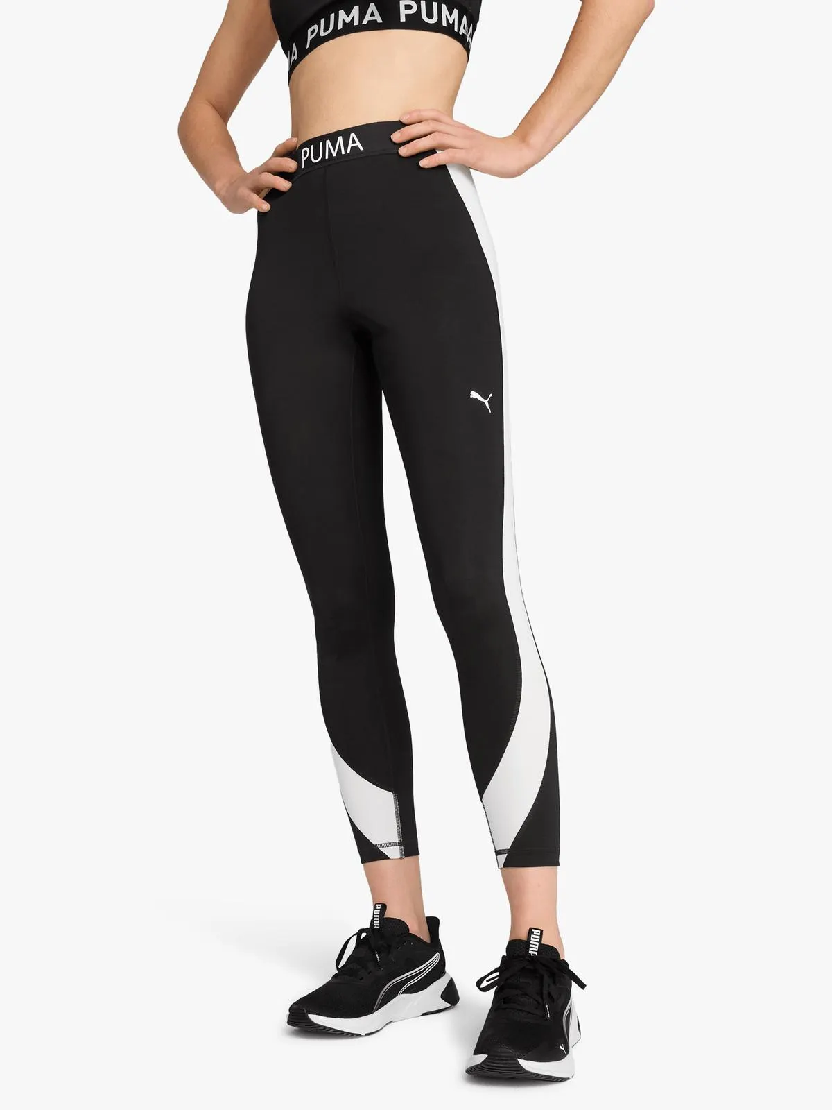 Puma Womens Strong 7/8 Colourblock Black/White Tights