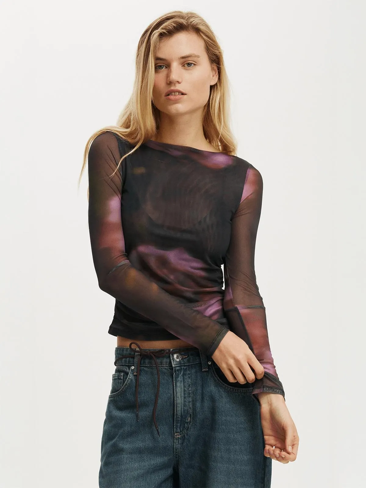 Women's Cotton On Multi Ashley Mesh Long Sleeve Top