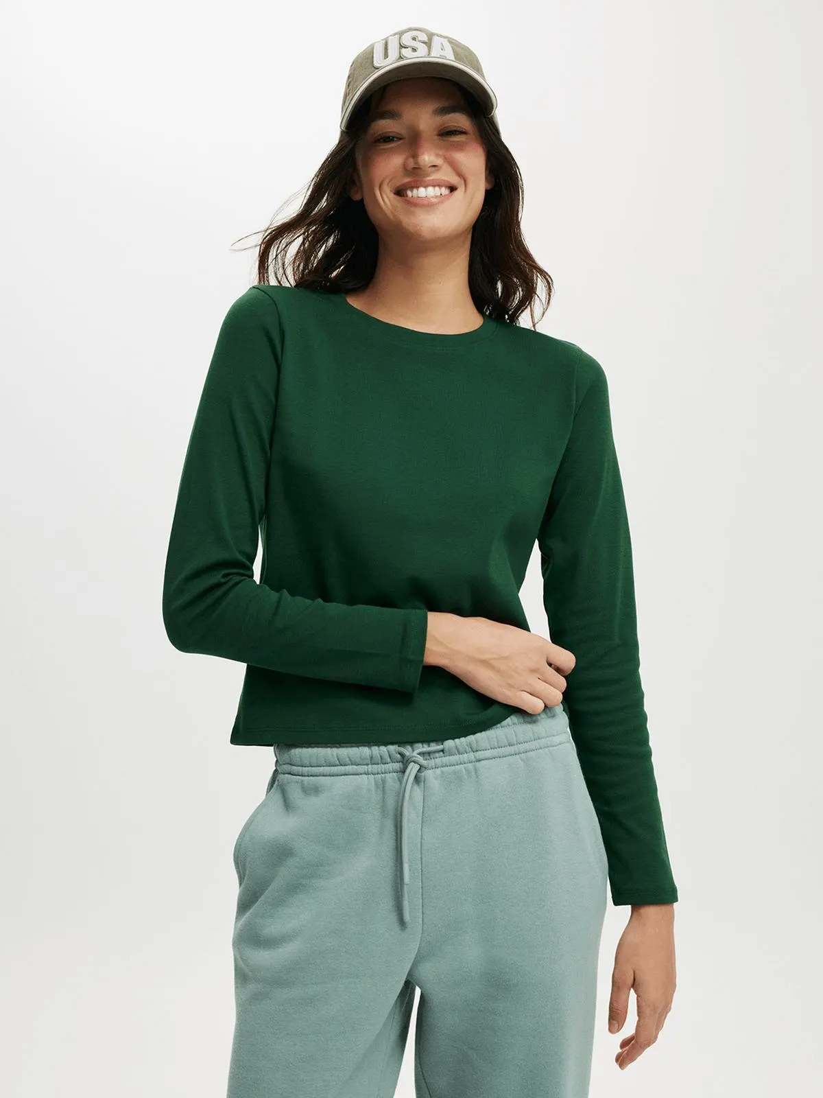 Women's Cotton On Green 90S Baby Long Sleeve T-shirt