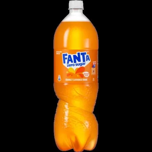 Fanta Orange Flavoured Sparkling Zero Sugar Soft Drink Bottle 2L