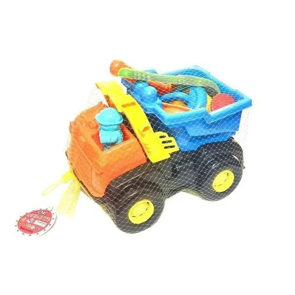 30cm Beach Sand Play Truck Set in Net Bag - 7 Piece