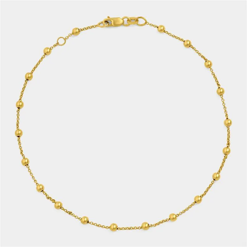 Yellow Gold & Sterling Ball Station Anklet