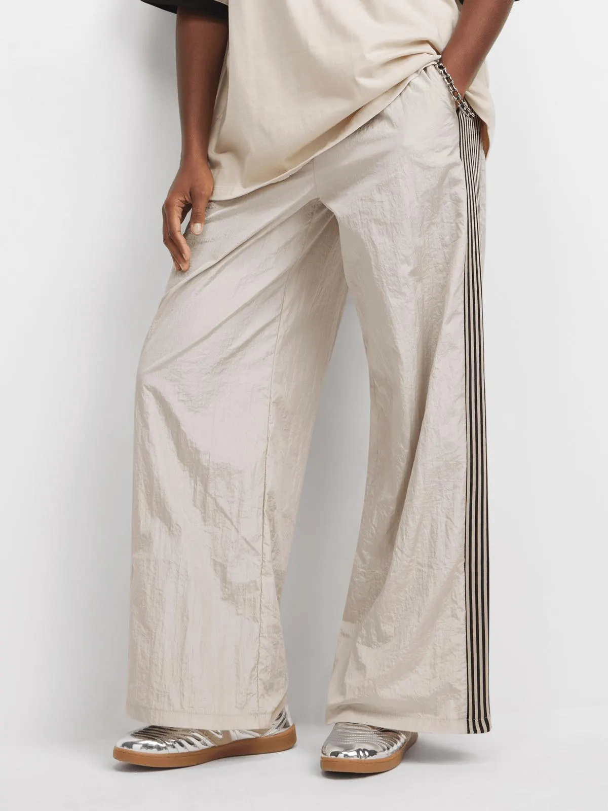 The FIX Women's Stone Pull-on Wide-leg Pants With Side Tapes