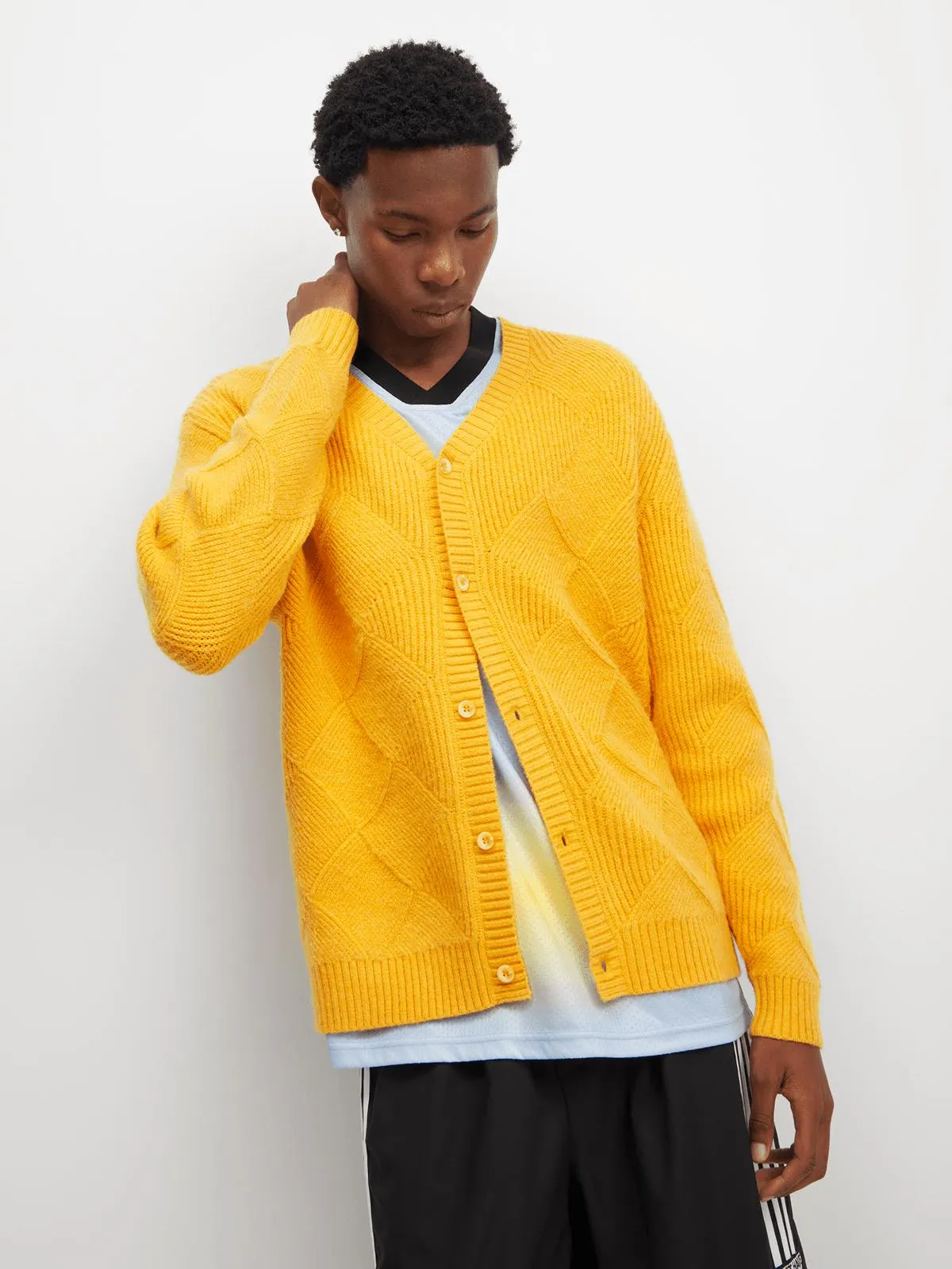 The FIX Men's Yellow Diamond Cardigan