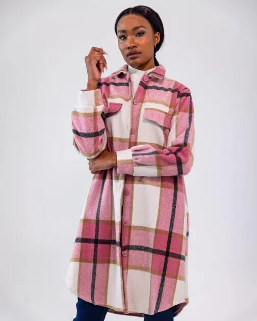 Ladies Long Check Shacket