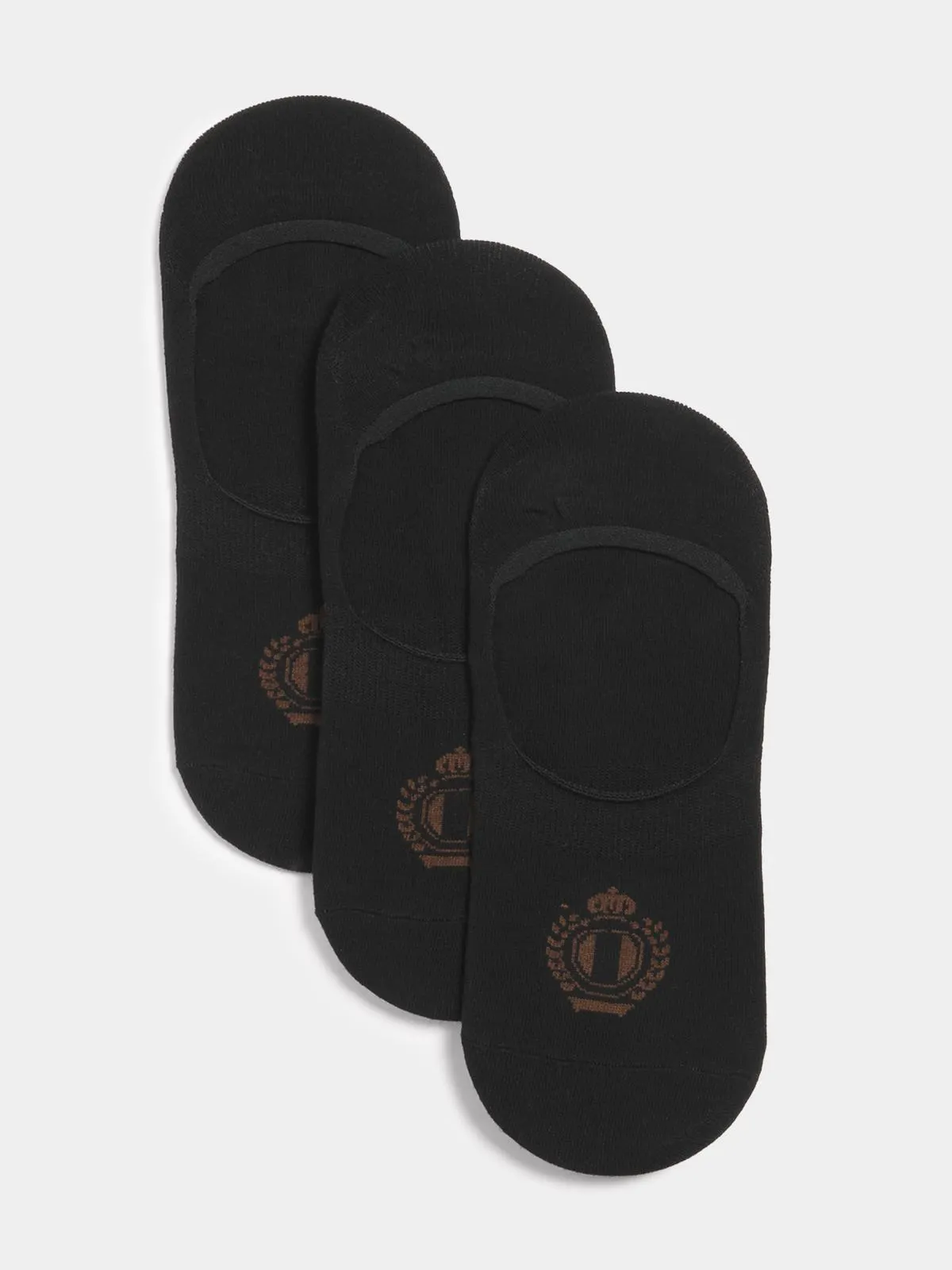Fabiani Men's Black 3 Pack Crest Invisible Socks
