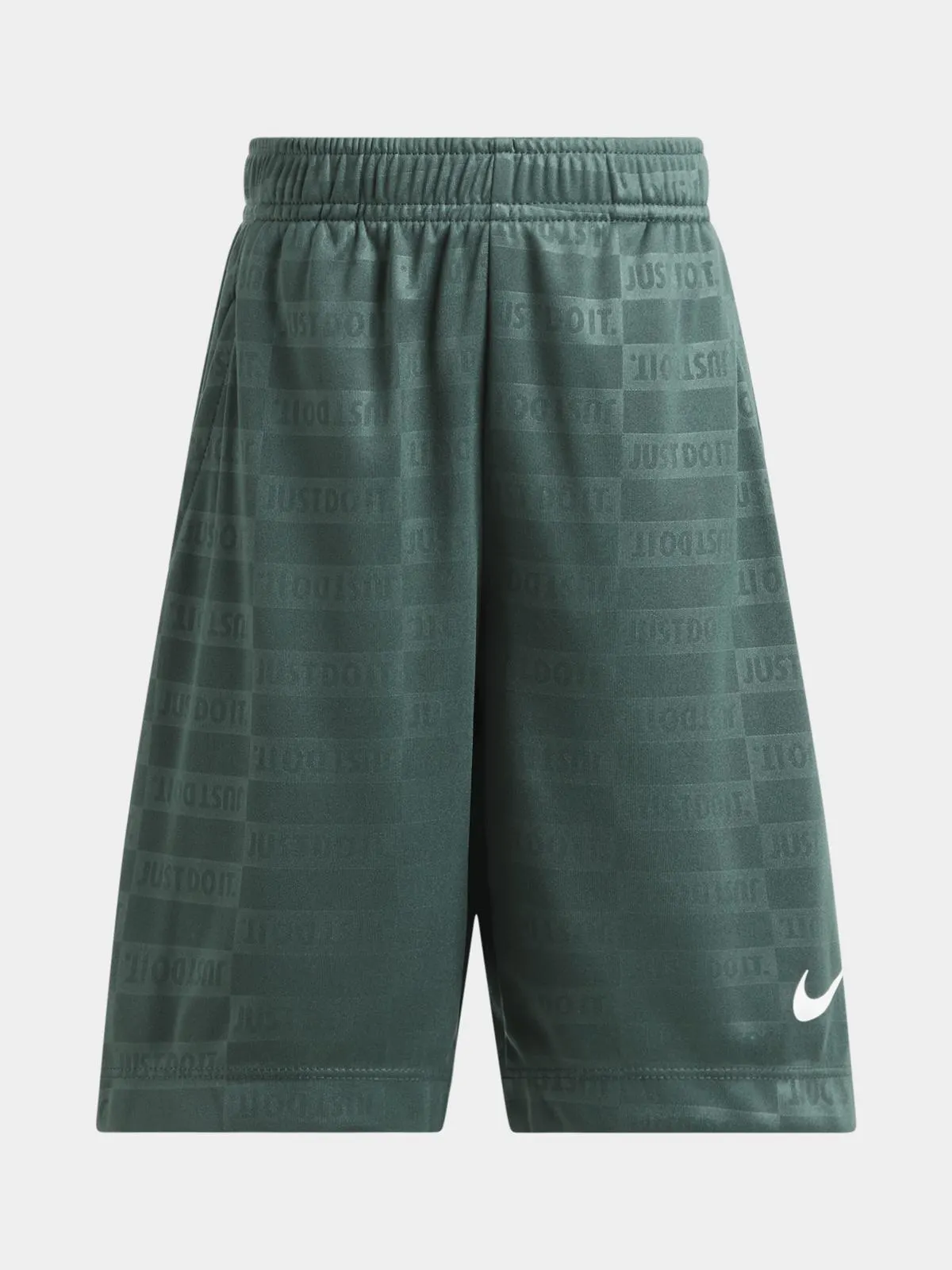 Nike Boys Kids Textured Sportswear Club Dri-Fit Green Shorts